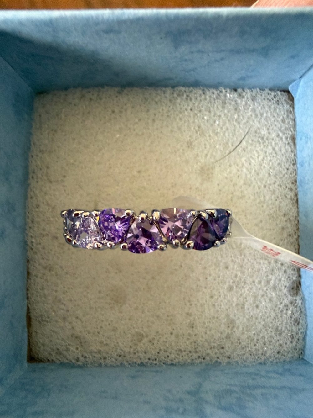 Amethyst-Style Purple Gemstone Band Ring - Women's Silver-Tone Ring